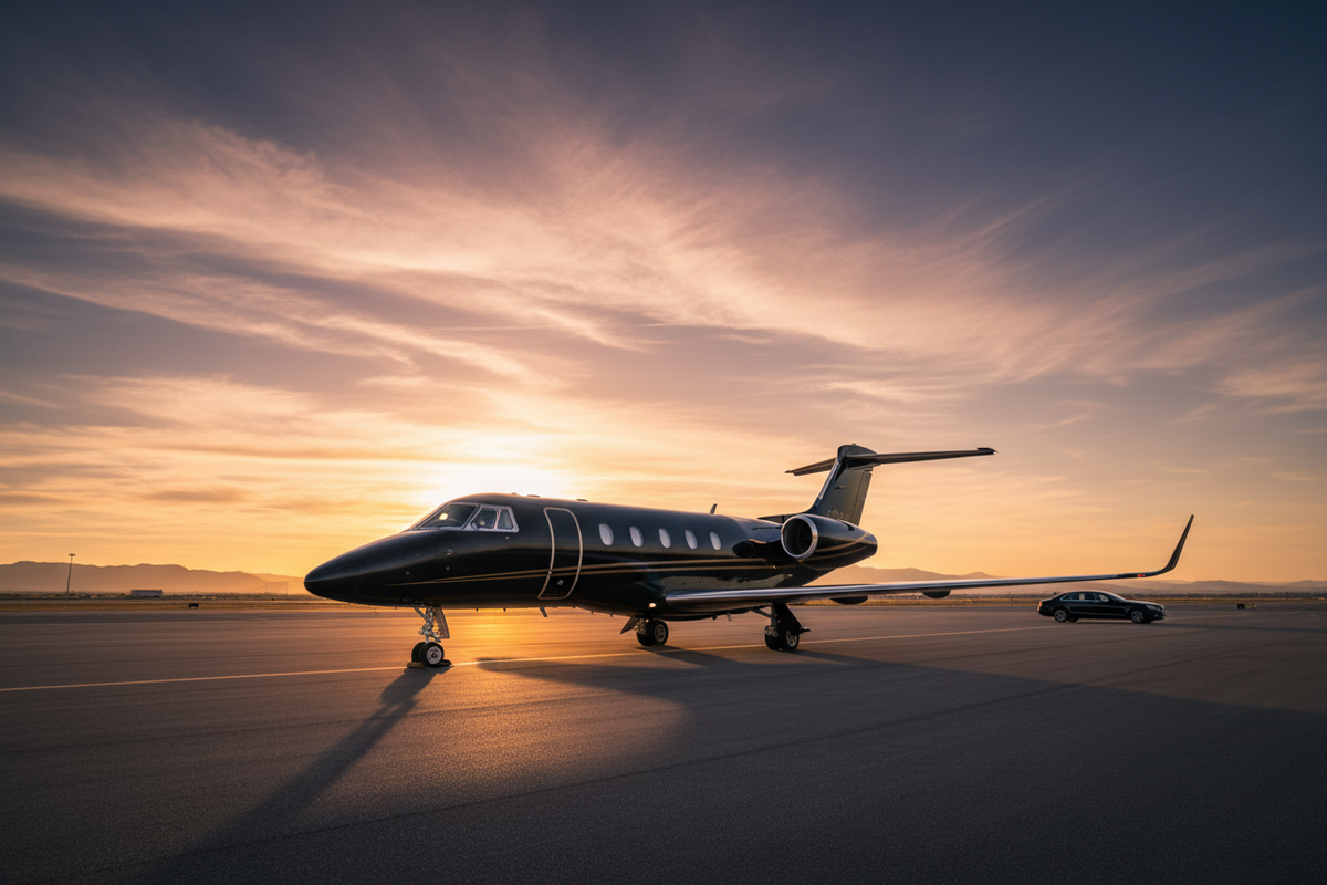 Private jet on tarmac